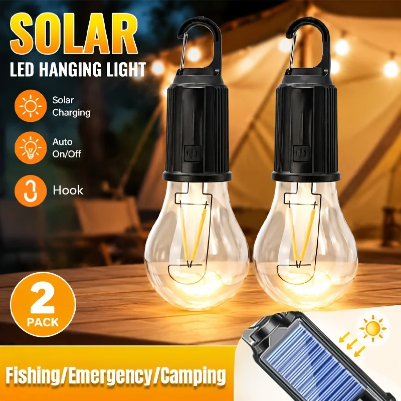 Solar Lantern Hanging - Solar-LED-Campinglampen Typ-C Wiederaufladbare Hängezeltleuchte 3 Lichtmodi