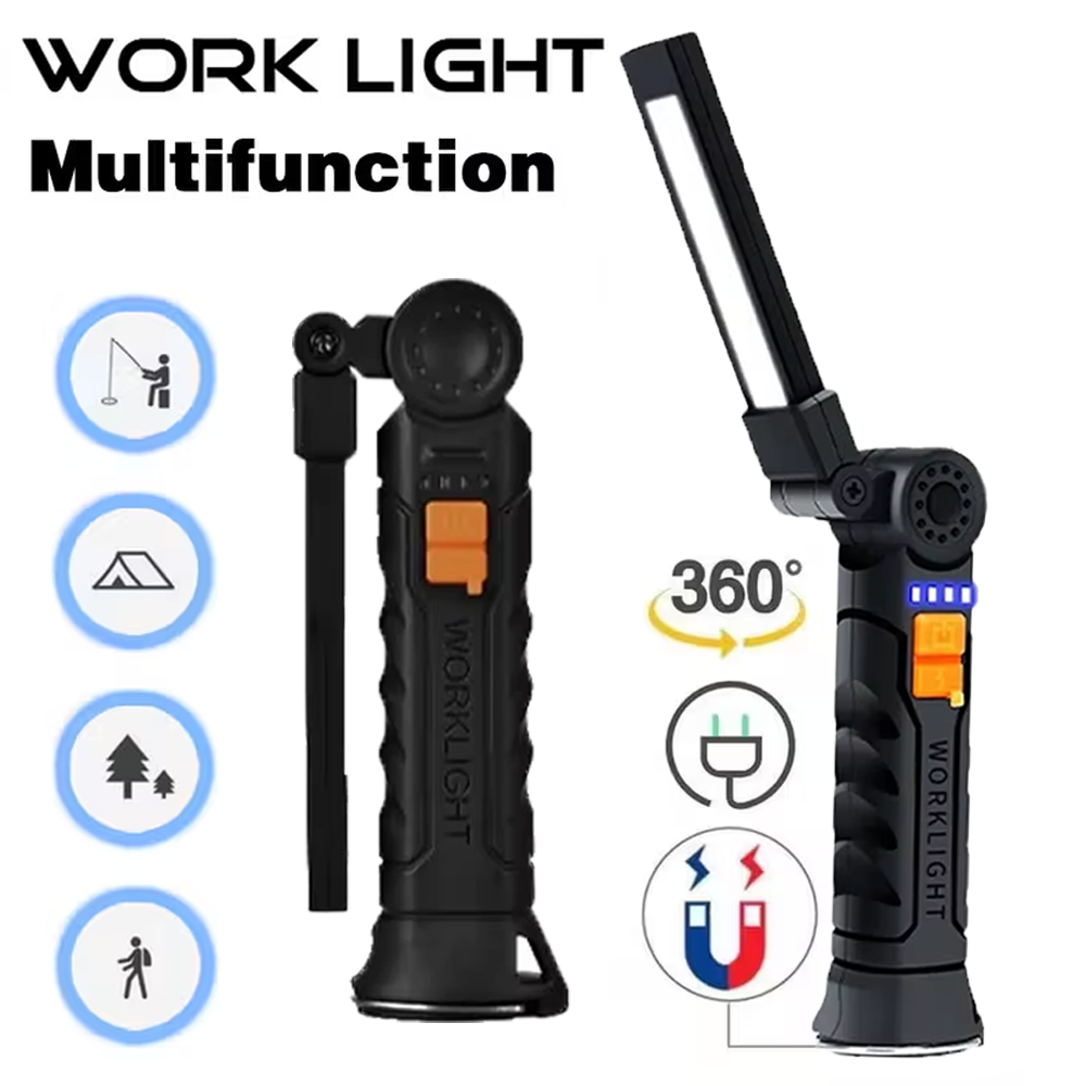 Outdoor Lighting Ideas - Tragbare COB-LED-Taschenlampe, wiederaufladbare USB-Taschenlampe mit magnetischer