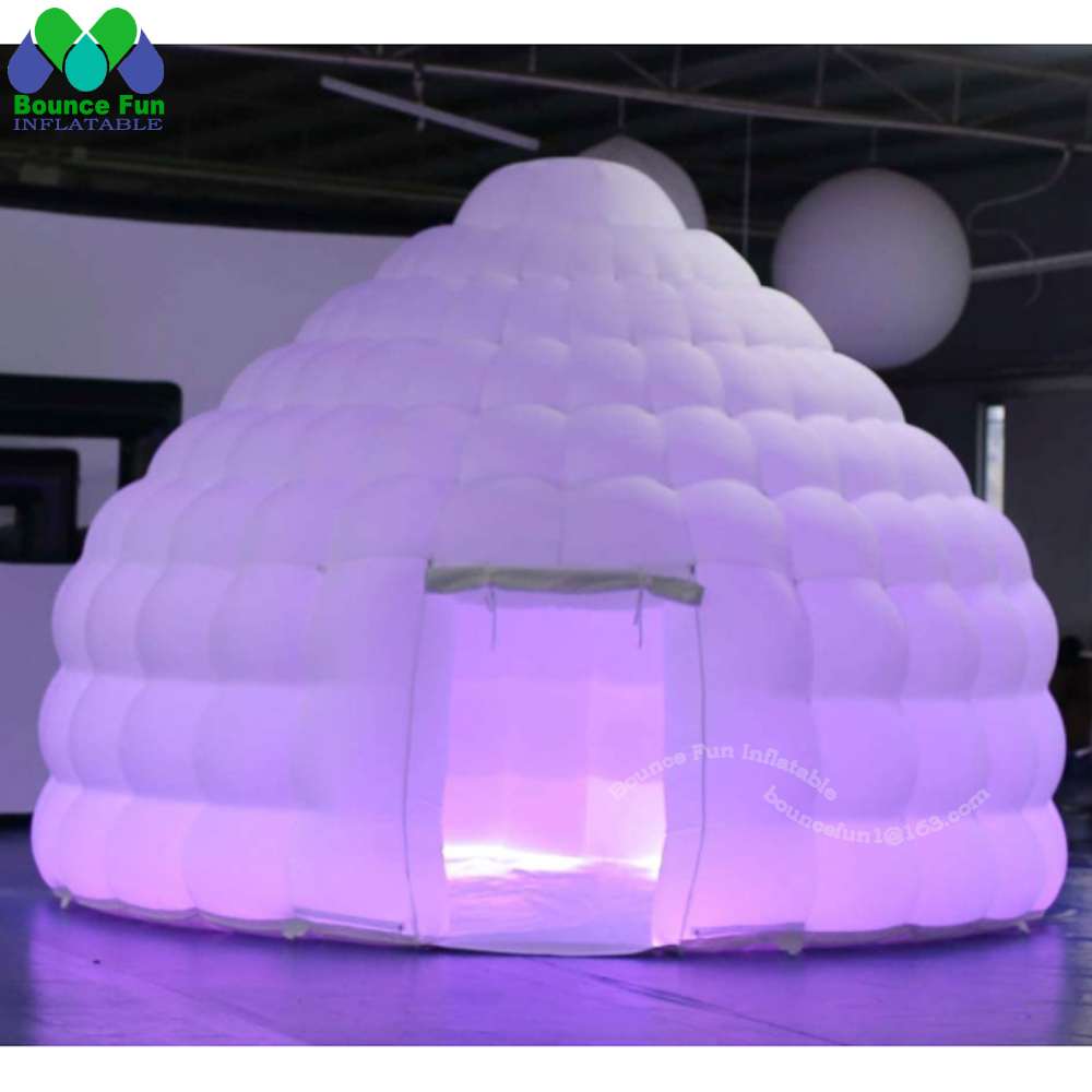 Outdoor Lighting Rental - Weißes aufblasbares Iglu-Kuppelzelt mit LED-Leuchten, tragbares