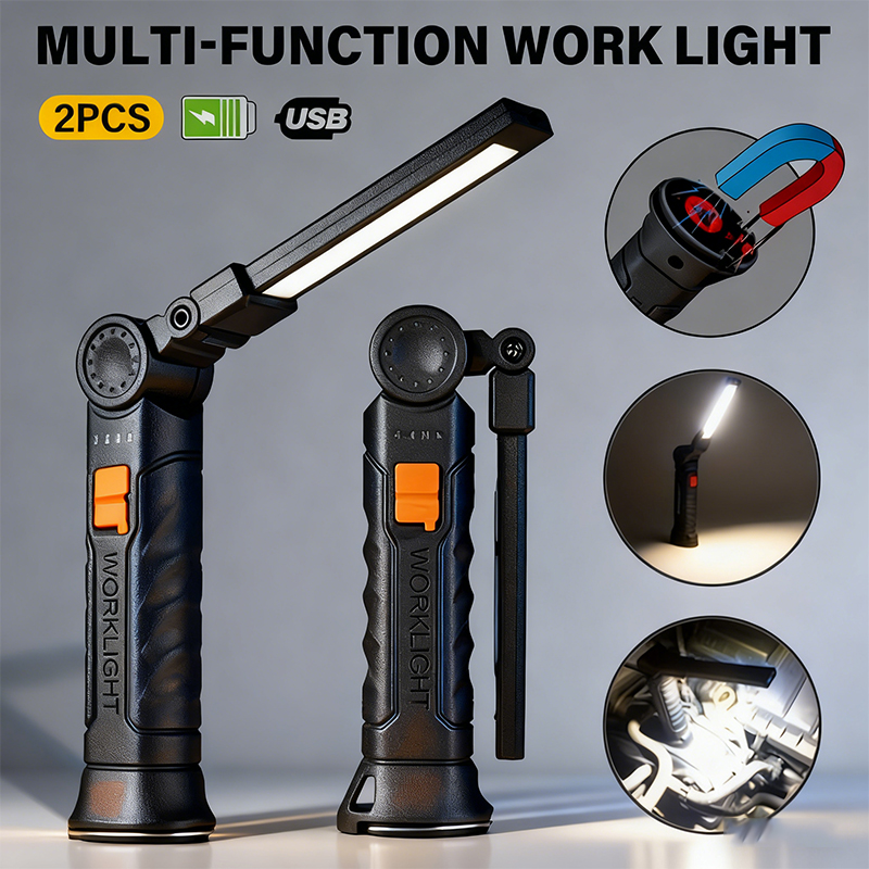 Outdoor Lighting Ideas - Tragbare COB-LED-Taschenlampe, USB wiederaufladbar, Arbeitsleuchte, magnetische