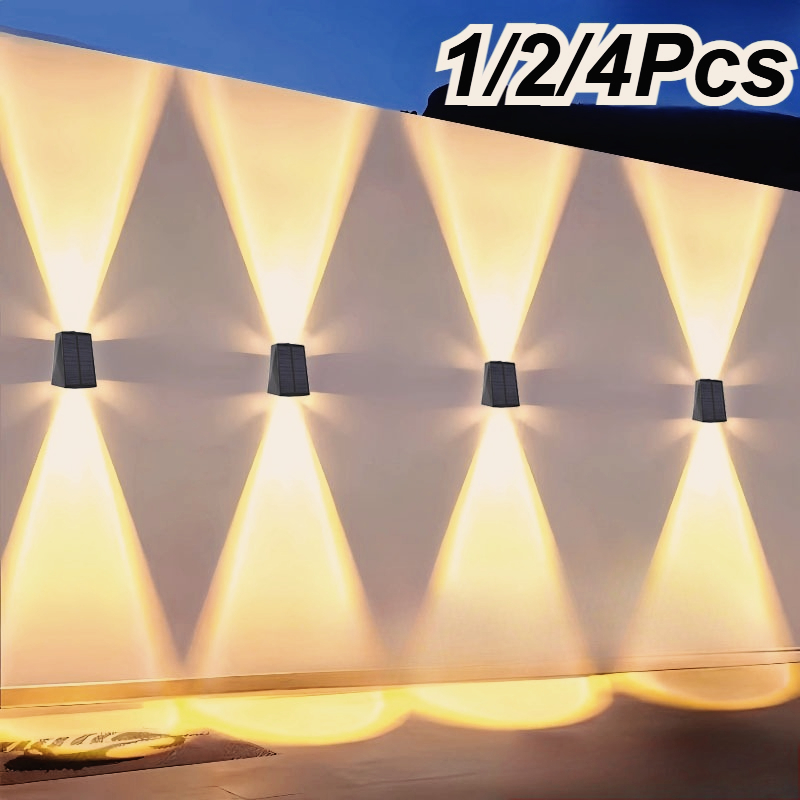 Outdoor Lighting For Front Of House - LED-Solar-Wandleuchten, Auf- und Ab-Beleuchtung, Solar-Außenleuchte, wasserdicht,