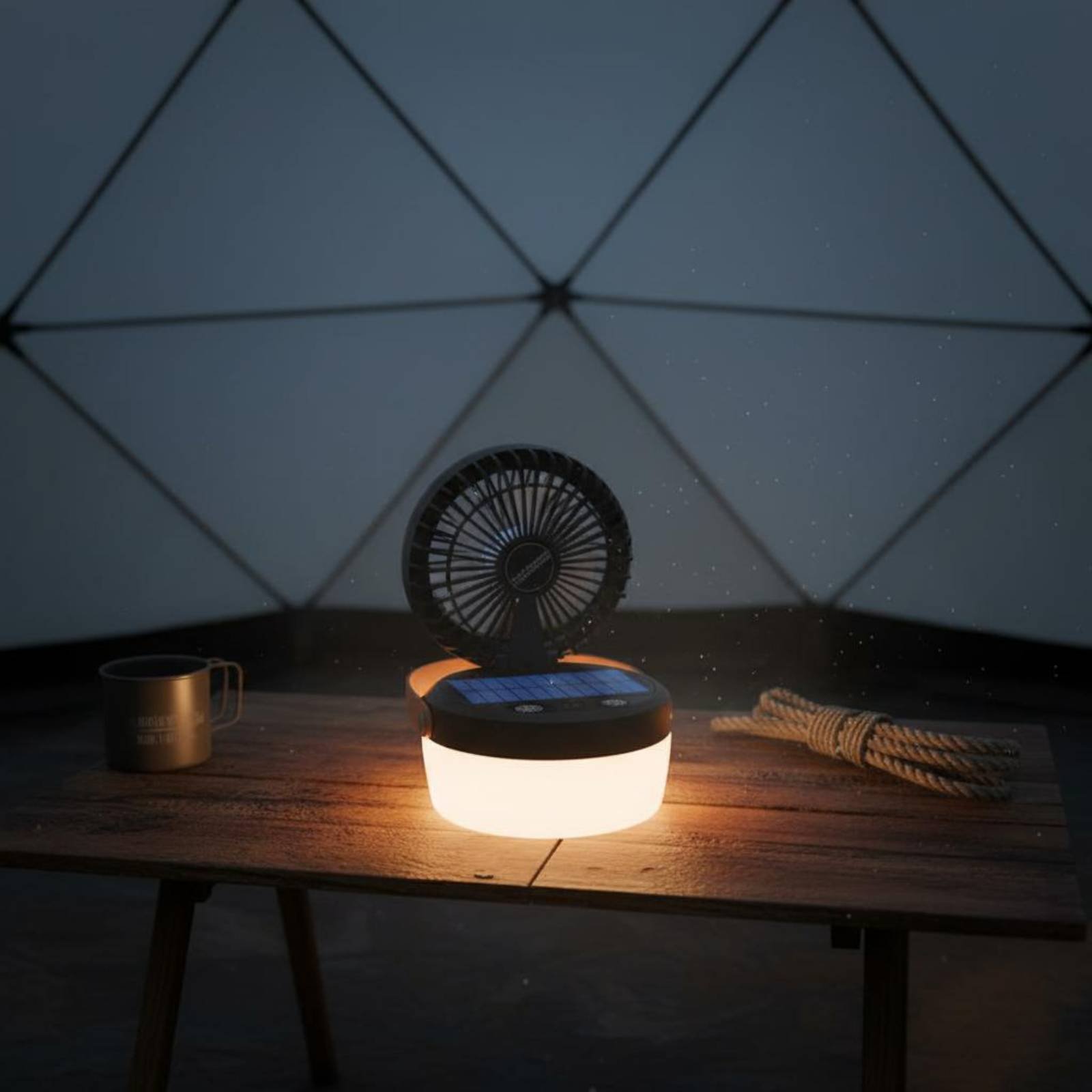 Solar Lantern Hanging - Solar-Camping-Ventilator-Laterne, faltbares Design, dreifach funktionale Campinglaterne,