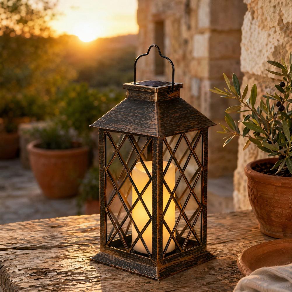 Solar Lantern Hanging - Retro-Solarlaterne, Solar-Kerzenlaterne für den Außenbereich, wasserdichte