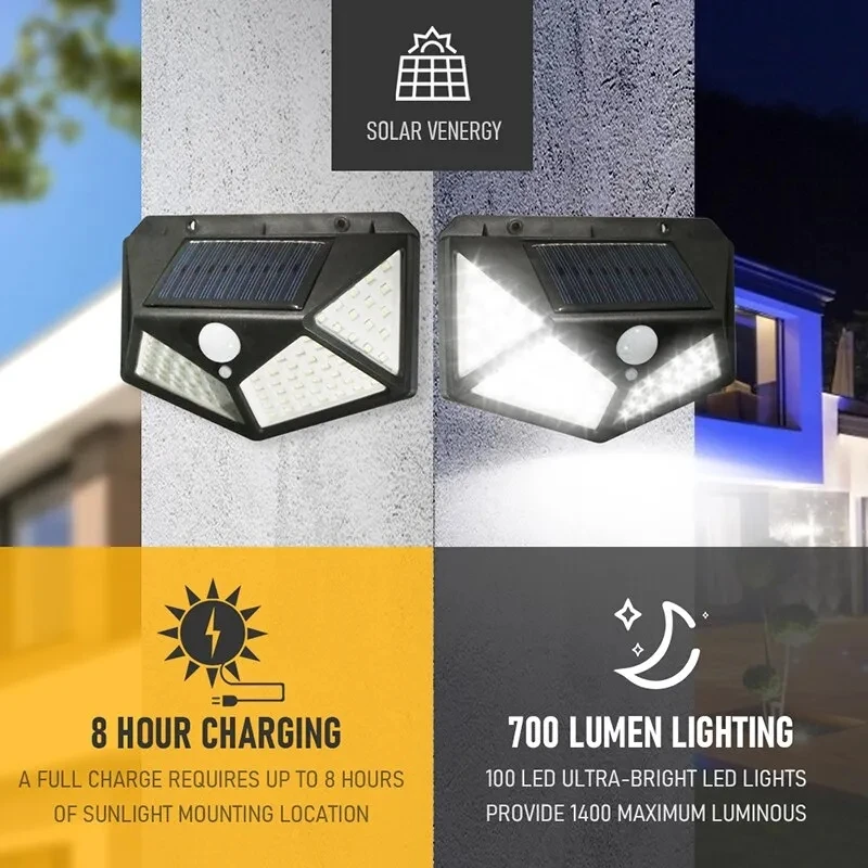Outdoor Lighting Motion Sensor - 100Led Multifunktionale Solar Lampe Outdoor Garten