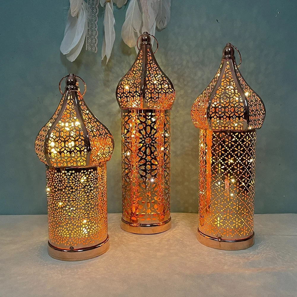 Outdoor Lighting Art - Marokkanische goldene hohle Eisenlaterne Ramadan Home